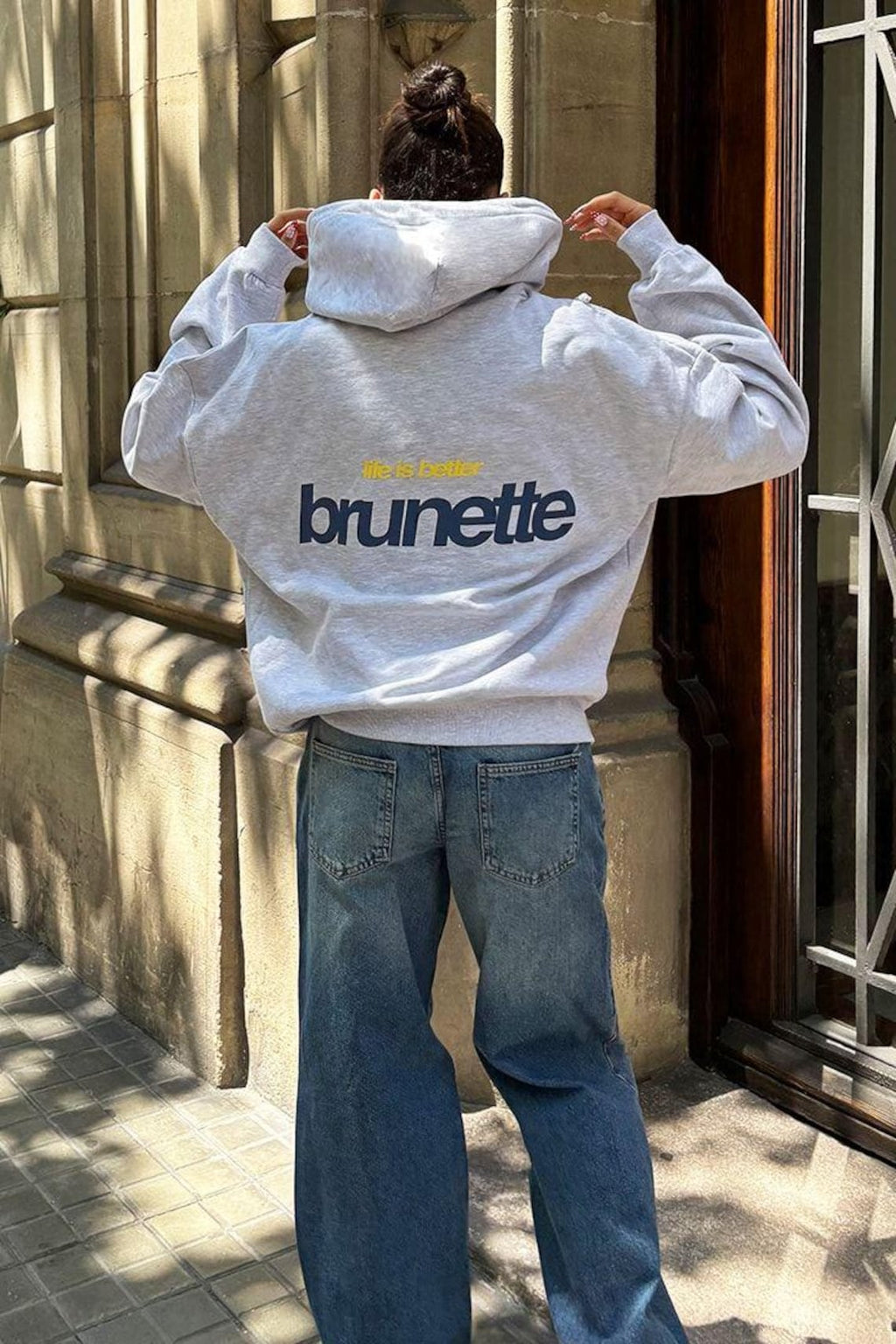 Life Is Better Brunette Hoodie | Oversized Grey Streetwear