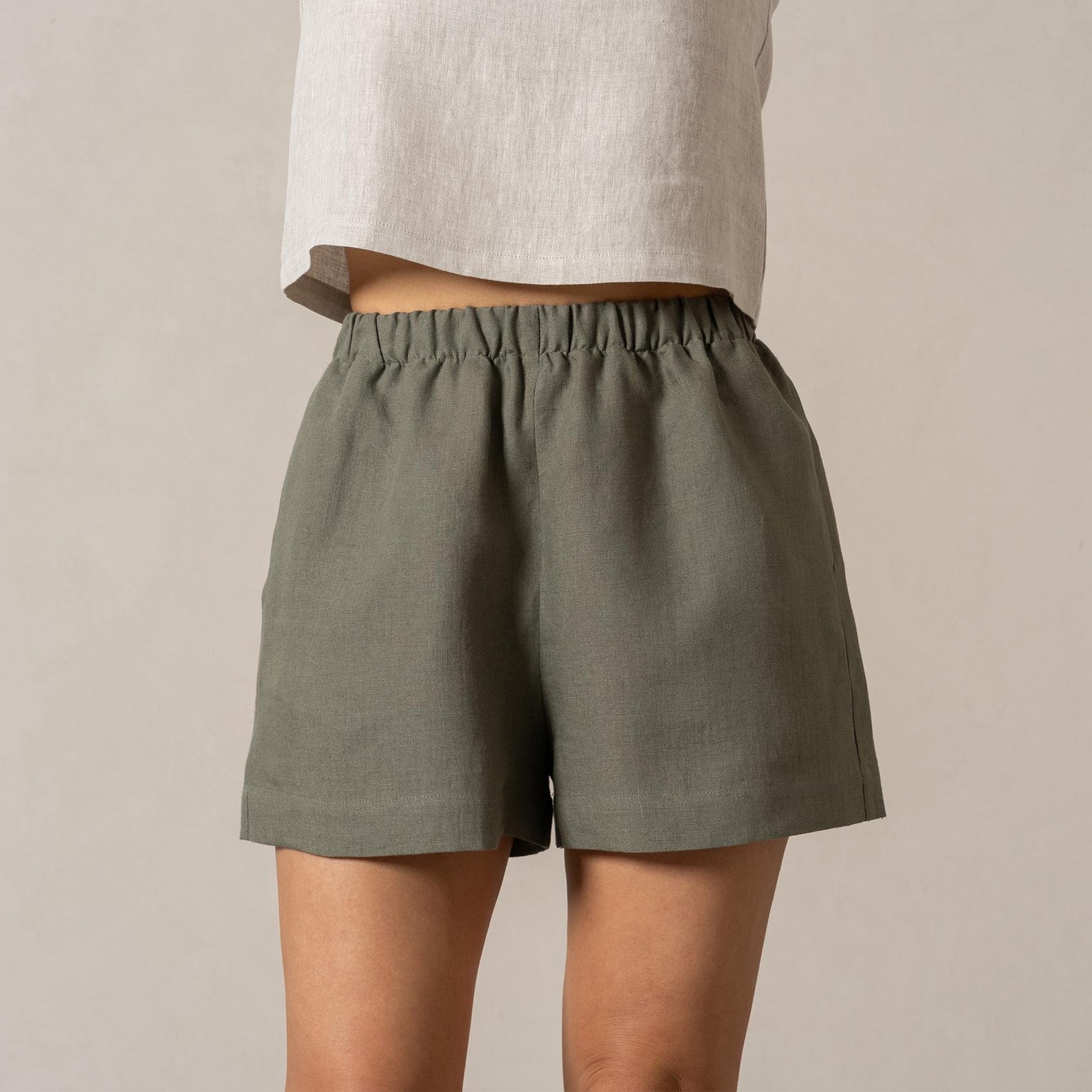 Pull-on Shorts Casual Shorts Linen Shorts Summer Shorts