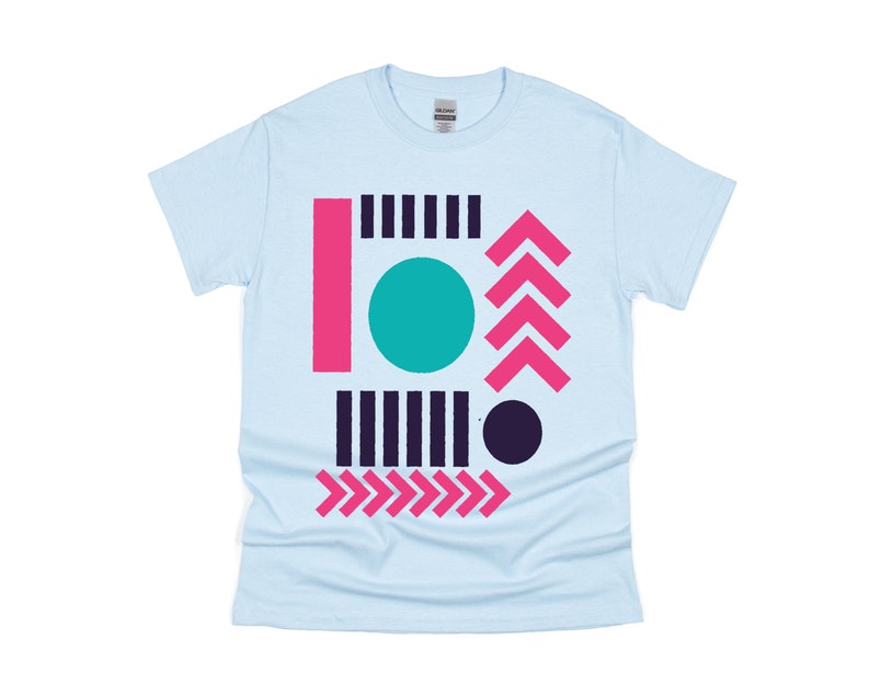 Hand printed graphic T-shirt Summer T-shirt, Geometric Design, Bright Colors, Neon Tee