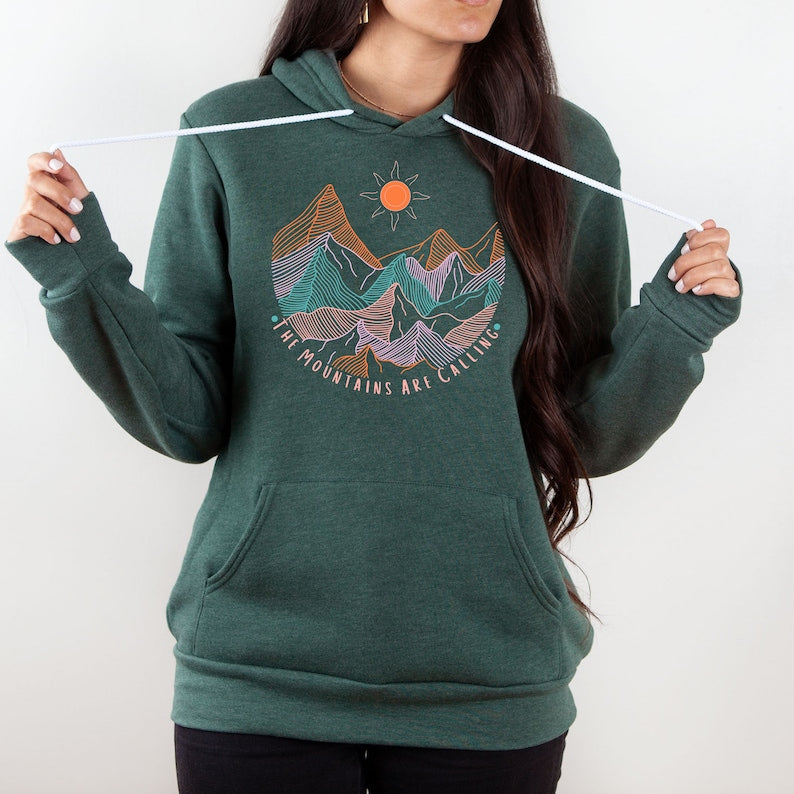 Mountains Are Calling Hoodie, Women’s Mountain Shirts, Cute Hiking Shirt, Camping Hoodie