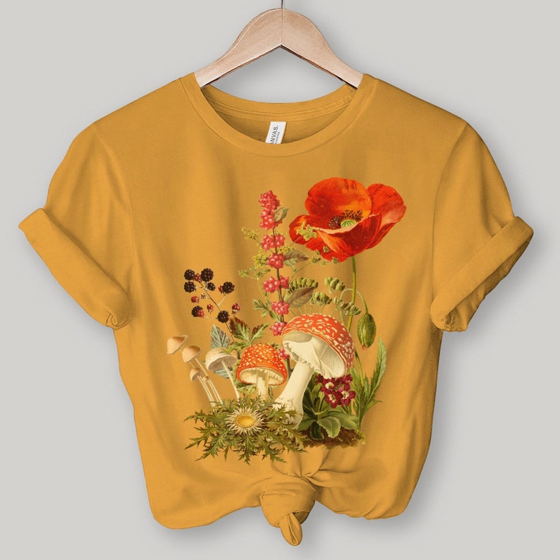 Mushroom Wildflower Shirt, Wild Flower, cottagecore shirt