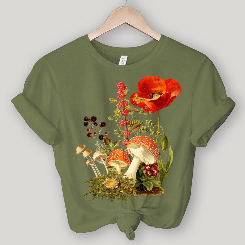 Mushroom Wildflower Shirt, Wild Flower, cottagecore shirt