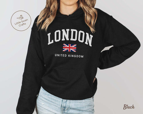 London Hoodie, England Flag Hooded Sweatshirt, Unisex
