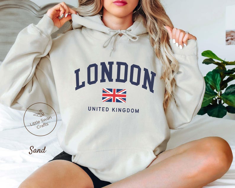 London Hoodie, England Flag Hooded Sweatshirt, Unisex