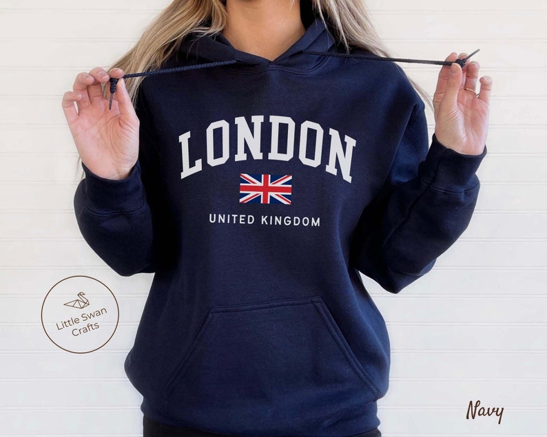 London Hoodie, England Flag Hooded Sweatshirt, Unisex