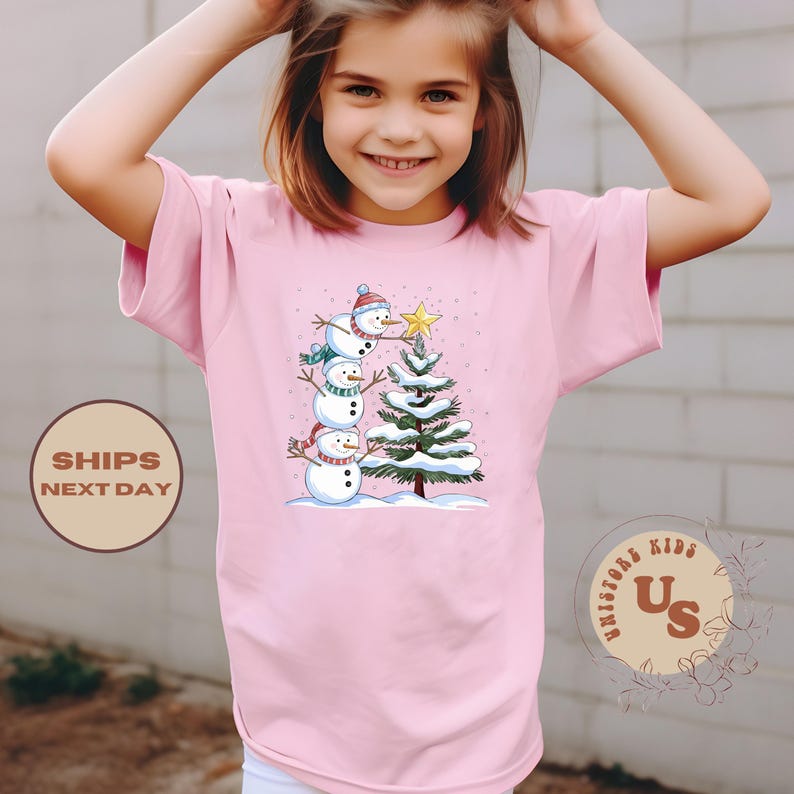 Christmas Snowman Toddler Sweatshirt, Cute Snowman Christmas Tree Kids Shirt