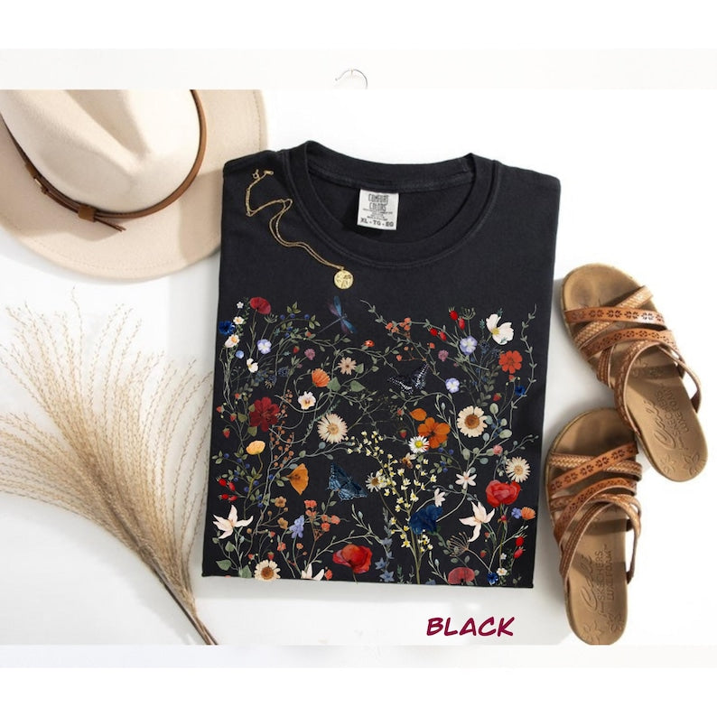 Wildflower T-shirt Pressed Flower Shirt Wild Flower Meadow Comfort Colors T Shirt