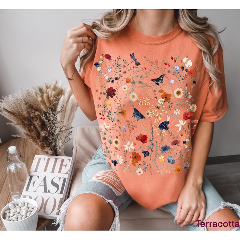 Wildflower T-shirt Pressed Flower Shirt Wild Flower Meadow Comfort Colors T Shirt