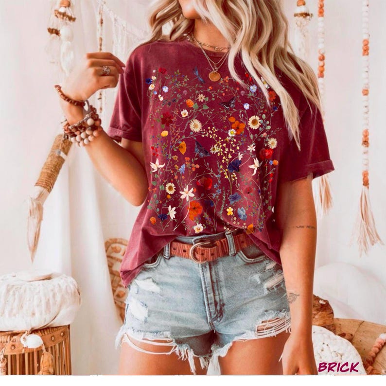 Wildflower T-shirt Pressed Flower Shirt Wild Flower Meadow Comfort Colors T Shirt