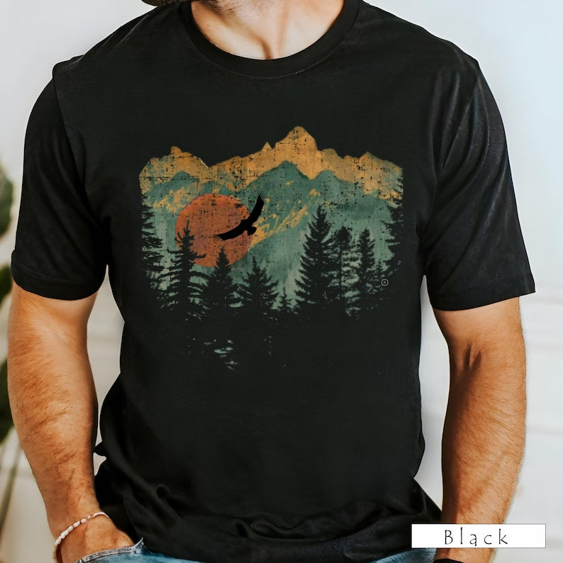 Mountain View Graphic Tee, Nature Camping Outdoors T-Shirt