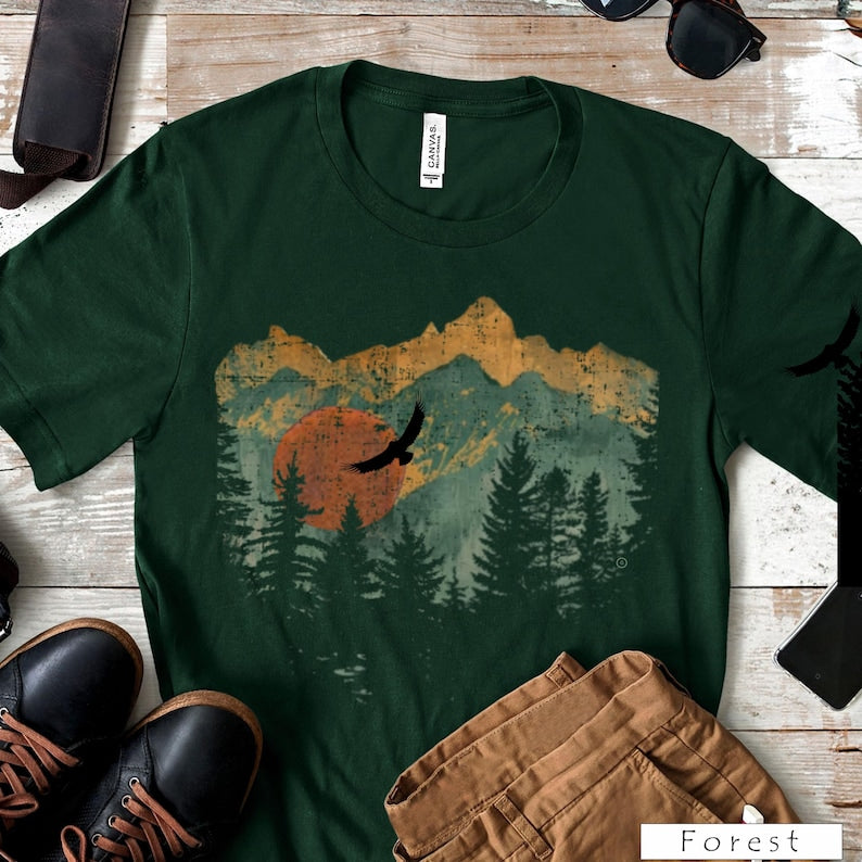 Mountain View Graphic Tee, Nature Camping Outdoors T-Shirt
