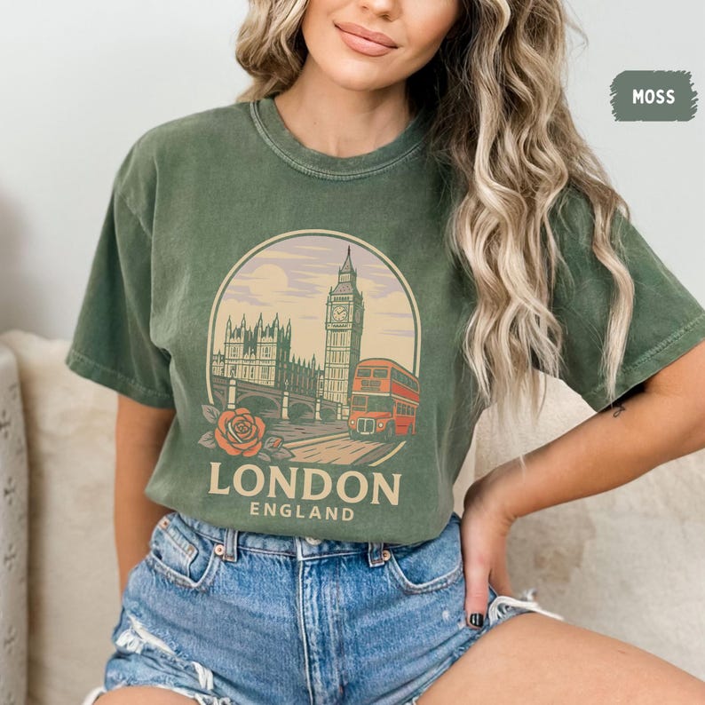 Vintage London England Unisex T-shirt, Retro UK Tee, Soft Comfort Colors Shirt