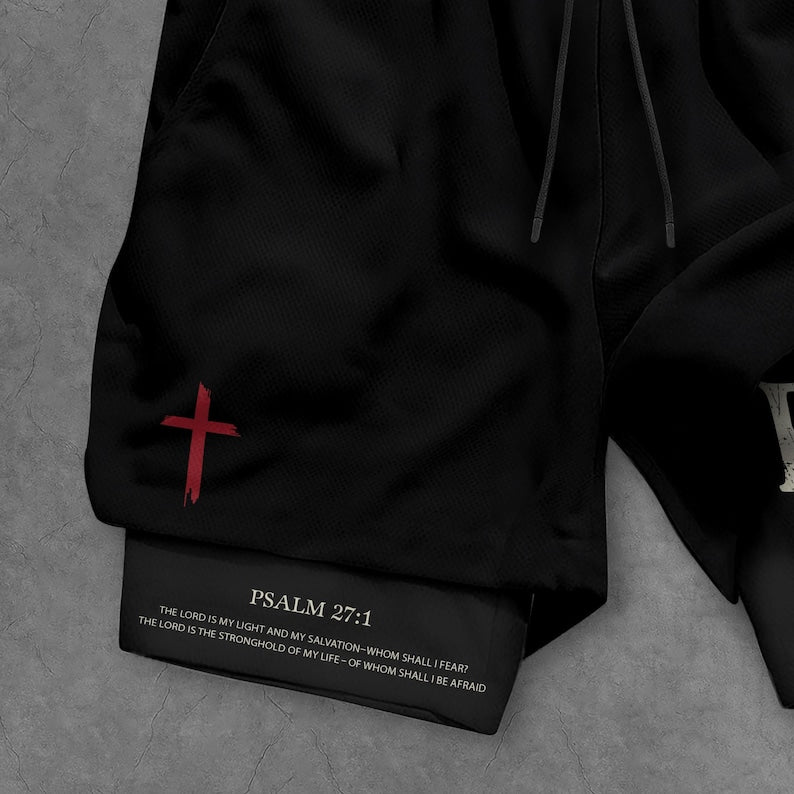 Faith Over Fear Shorts, Cross Short, Men's Gym & Sport Shorts with Pockets