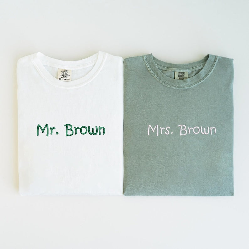 Custom Embroidered Comfort Colors Tshirt, Personalized Embroidered Shirt