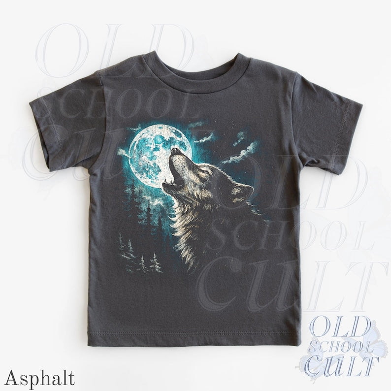 Youth Wolf Shirt, Cute Children's Wolf Print Clothing, Kids Mystical Shirt
