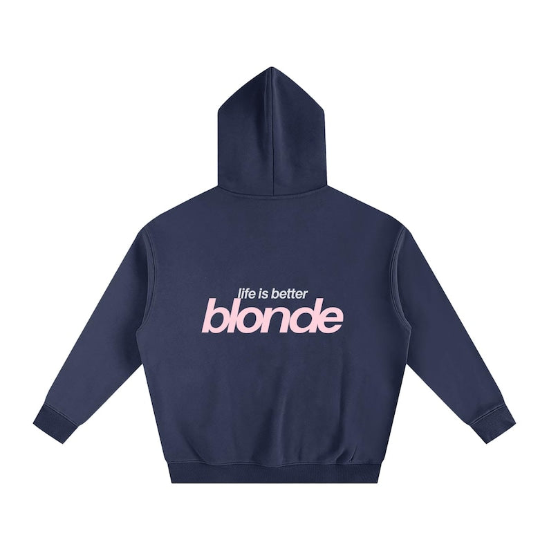 Oversized Fleece Hoodie – Life Is Better Blonde Graphic Back Print