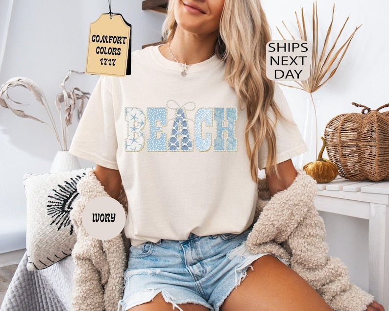 Comfort Colors Faux Pearl Beach Shirt, Beach Life T shirt