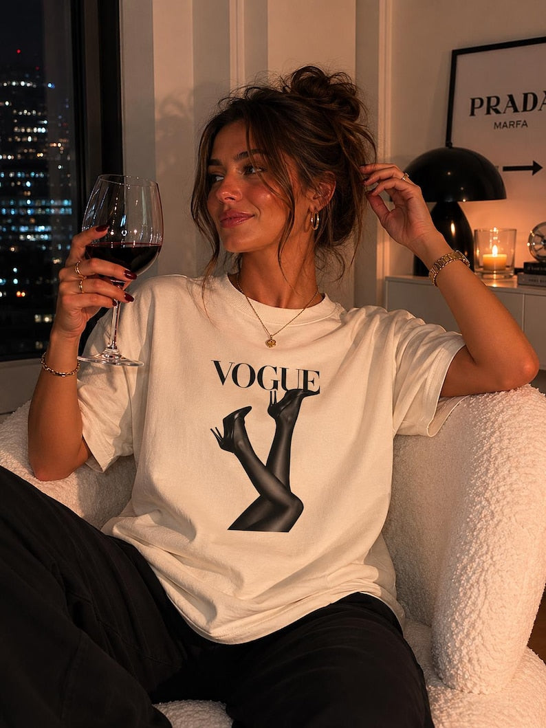 Vogue Legs Graphic Tee, Minimalist Fashion Shirt, Unisex Heavy Cotton Streetwear