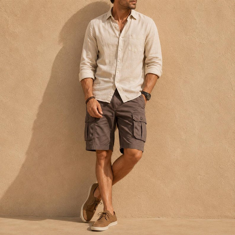 Men's Cotton Cargo Shorts, Relaxed Fit Utility Summer Travel Wear