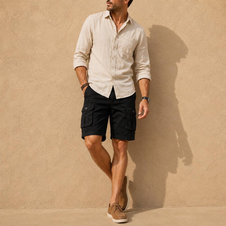 Men's Cotton Cargo Shorts, Relaxed Fit Utility Summer Travel Wear