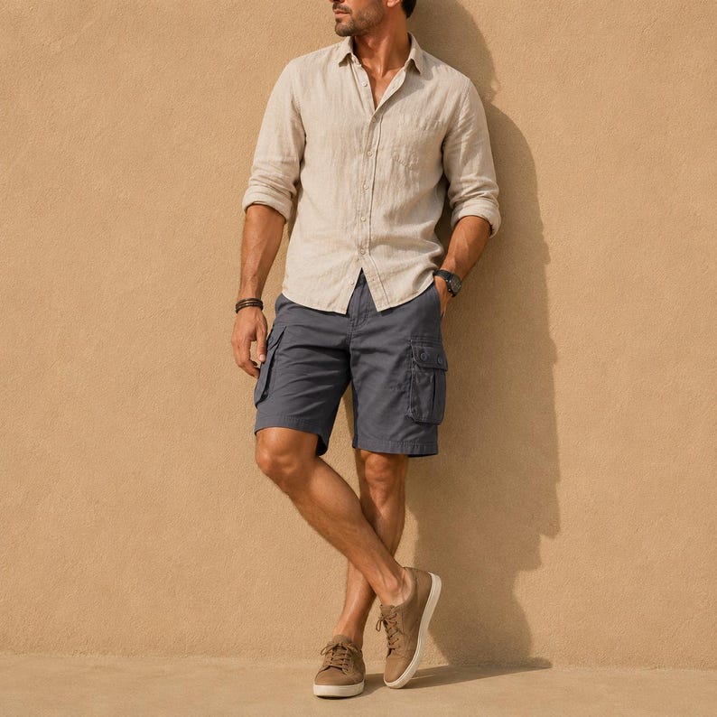 Men's Cotton Cargo Shorts, Relaxed Fit Utility Summer Travel Wear
