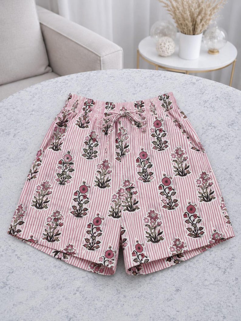 Cotton Printed Lounge Shorts with Pockets | Boho Vacation Beachwear