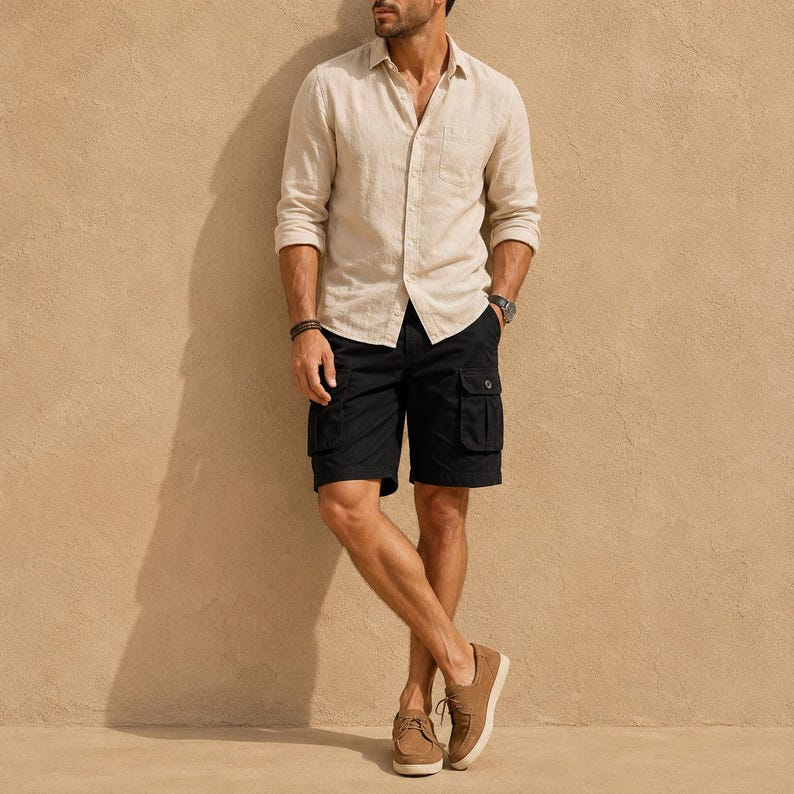 Men's Cotton Cargo Shorts, Relaxed Fit Utility Summer Travel Wear