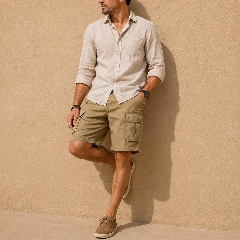 Men's Cotton Cargo Shorts, Relaxed Fit Utility Summer Travel Wear