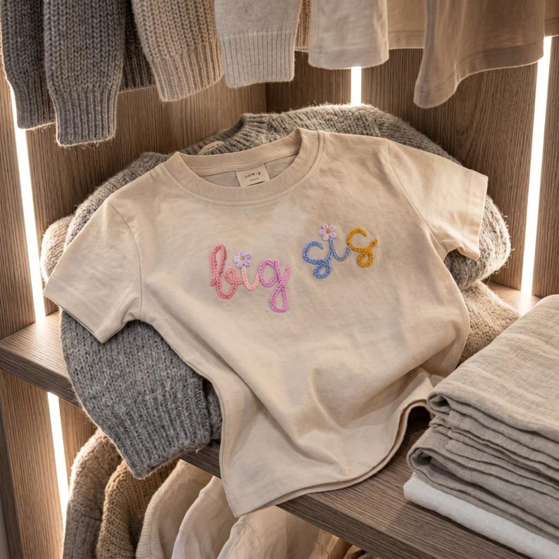 Embroidered Big Sister Shirt, Daisy Flower Toddler Tee