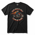 Bald Men Motorcycle Graphic T-Shirt, Skeleton Biker Flame Tee with Hair Would Only Slow Me Down Design