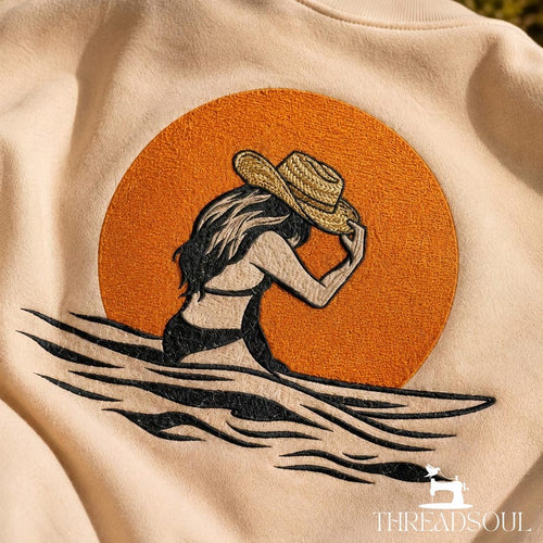 Ocean Embroidered Hoodie, Coastal Nautical Hoodie, Sea Lover Gift